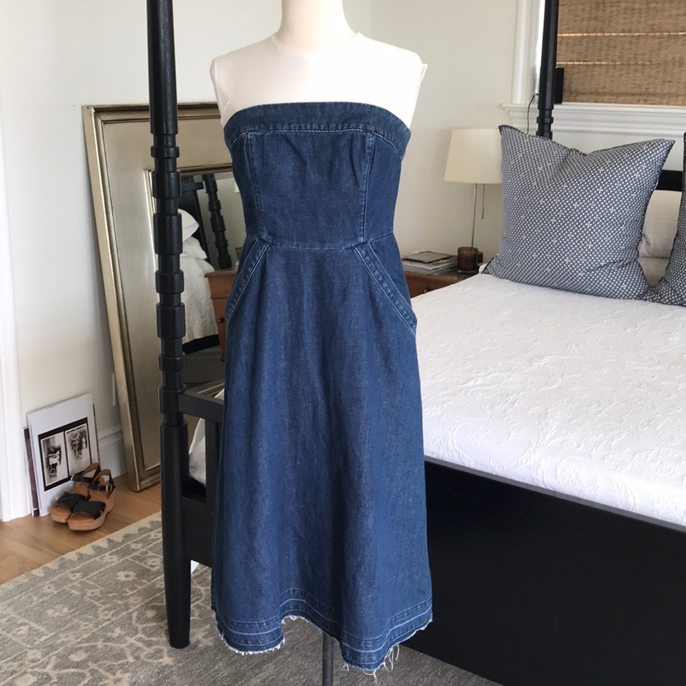 Anthropologie strapless denim dress